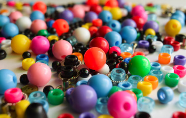 many bead many color on white background
