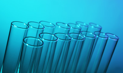 Test tubes on blue background