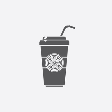 Soda glass with straw icon