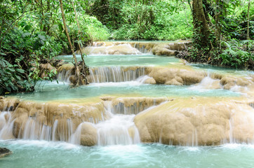 Sri Sang wan waterfall a beautiful limestone waterfall in Chiang Mai,Thailand