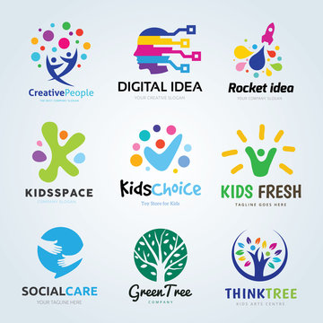 Creative logo design, kids logo,education logo,social logo, tree logo,idea logo,rocket logo template.