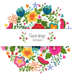 Postcard invitation with summer flowers