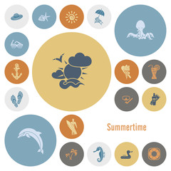 Summer and Beach Simple Flat Icons
