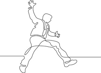 continuous line drawing of jumping man