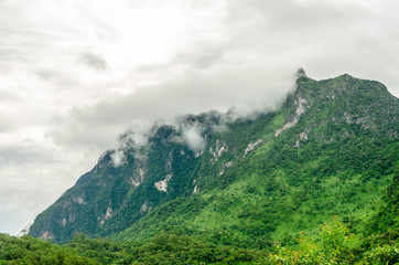 Doi Luang Chiang Dao with rain fog the big mountain in Amphur Chiang Dao,Chiang Mai Thailand