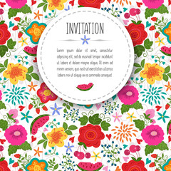 Fototapeta na wymiar Postcard with floral motifs