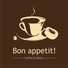 Coffee and bakery. Beige and brown.