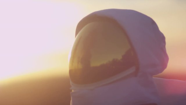  Astronaut on strange planet looking for signs of life
