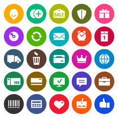 Icons for online shops v.1. White and color.