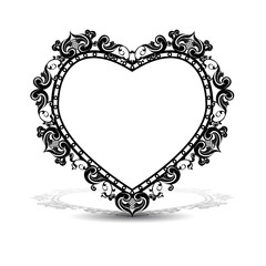silhouette frame in the shape of heart
