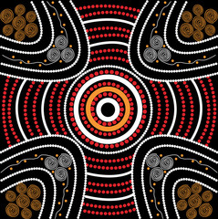 Illustration based on aboriginal style of dot painting.