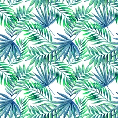 Fototapete Tropische Blätter Nahtloses Muster der tropischen Blätter des Aquarells