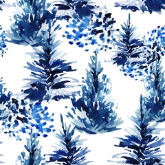 Printed kitchen splashbacks Forest Watercolor christmas tree seamless pattern.