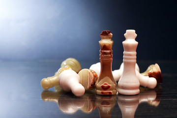 Chess Pieces On Dark