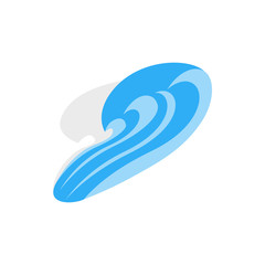 Blue wave icon in isometric 3d style on a white background