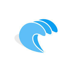Water wave icon in isometric 3d style on a white background