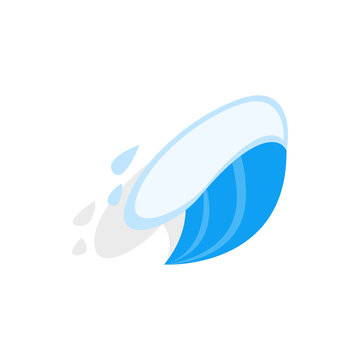 Ocean wave icon in isometric 3d style on a white background