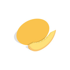 Melon and melon slice icon in isometric 3d style on a white background