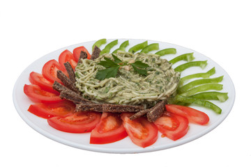 raw salad served on plate