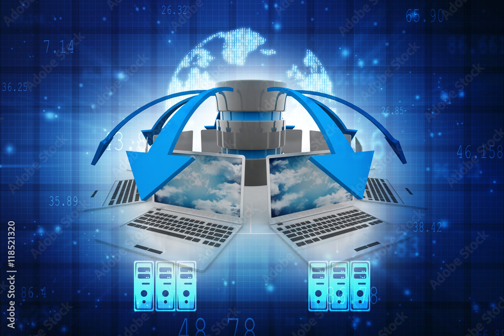 Poster computer network,3d rendering