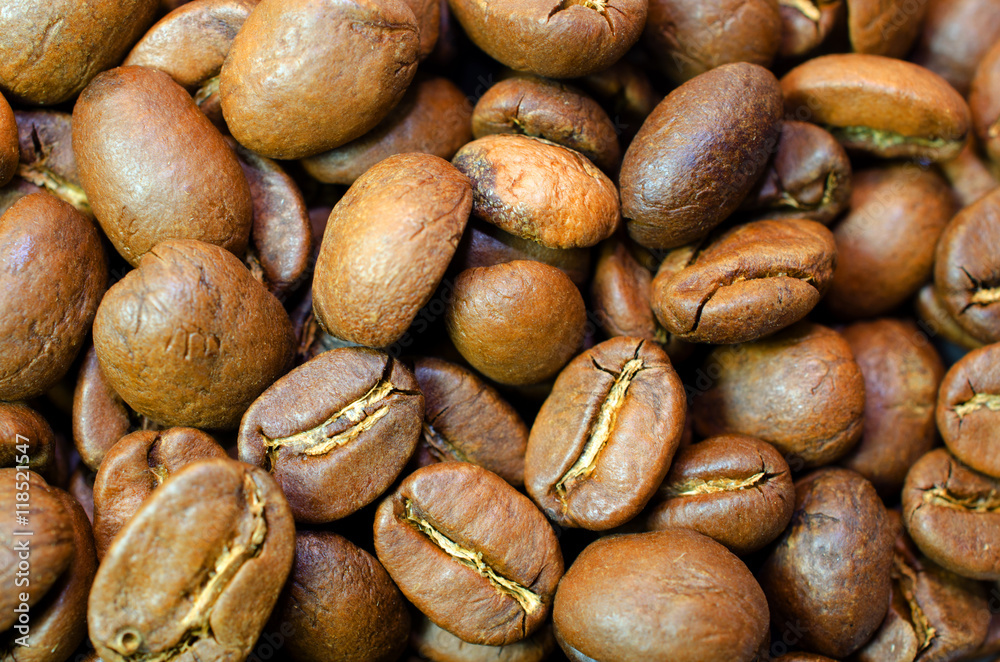 Wall mural background of coffee grains