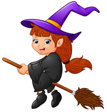 Cartoon witch flying
