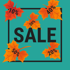 Fall 2016 sale. Seasonal sale banner design with fall leaves