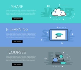 Share E-learning Courses. Vector banners template set