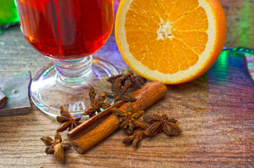 Mulled wine with cinnamon and star anise