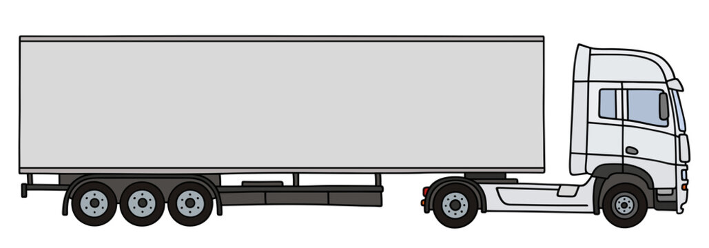 Hand drawing of a white long semitrailer
