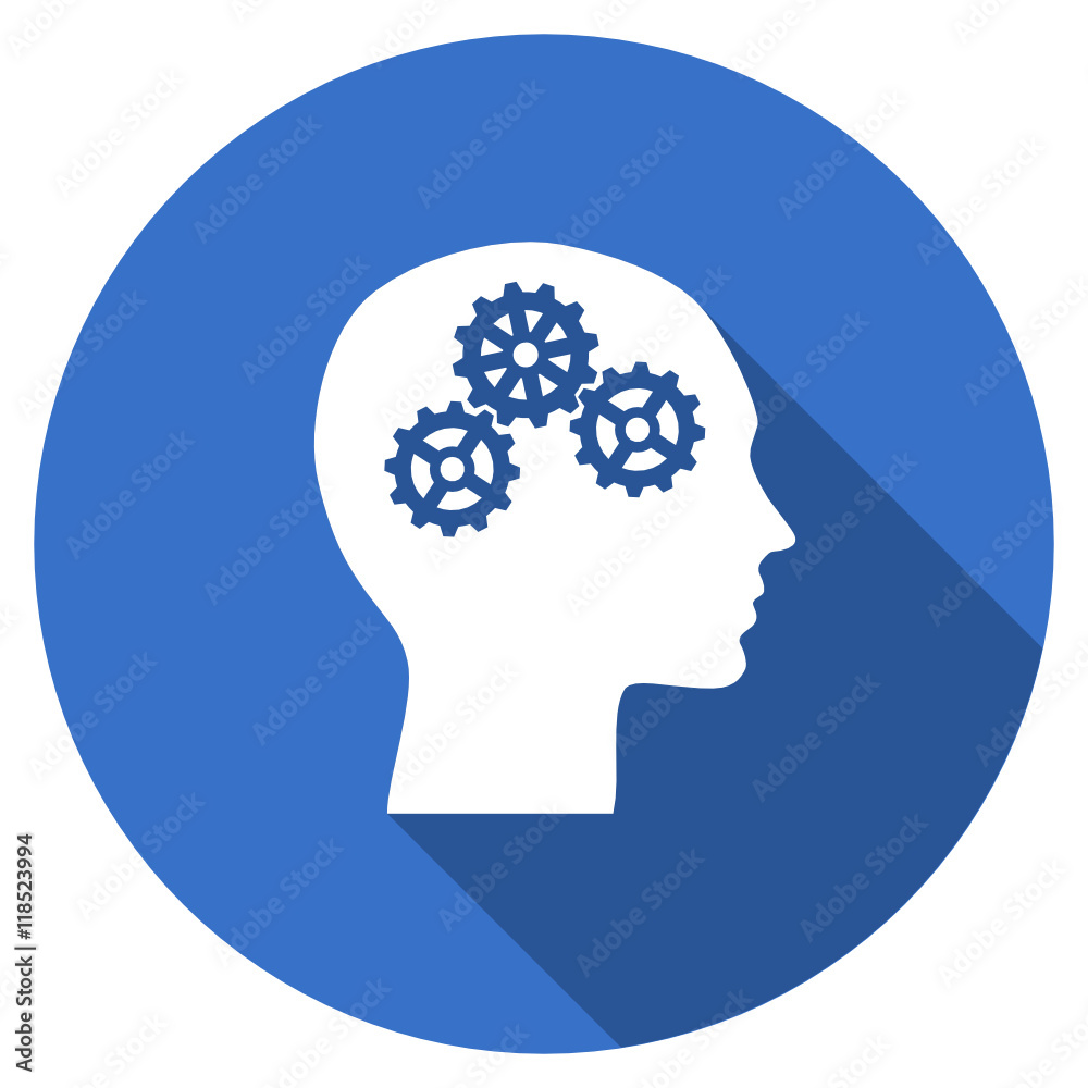 Poster flat design blue round web head vector icon