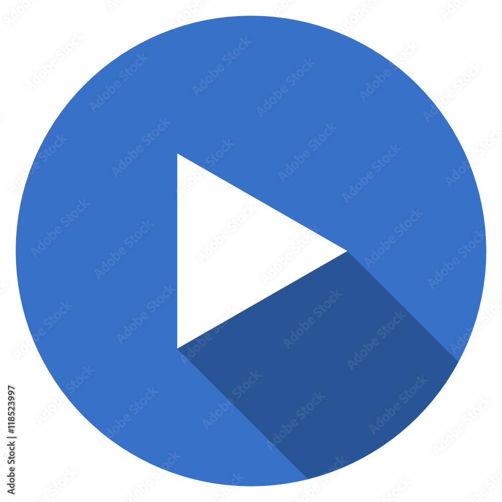 Poster flat design blue round web play vector icon