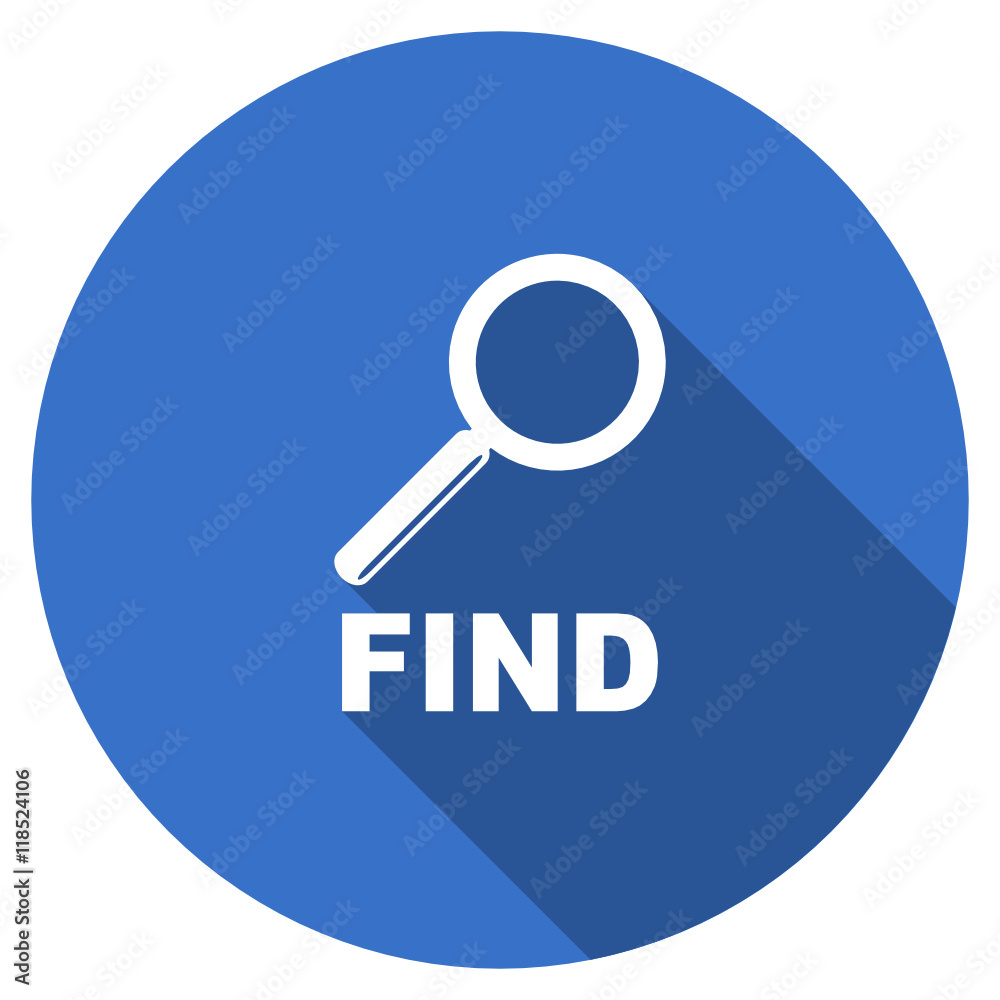 Poster Flat design blue round web find vector icon