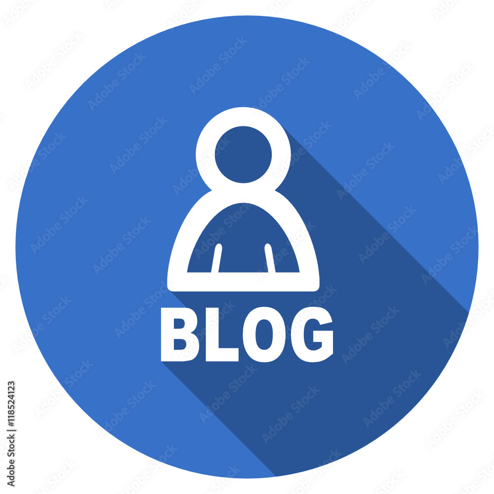 Poster flat design blue round web blog vector icon