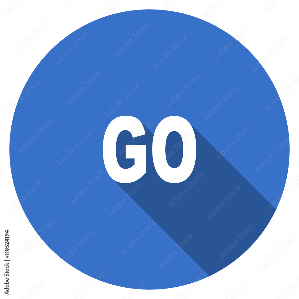 Poster Flat design blue round web go vector icon