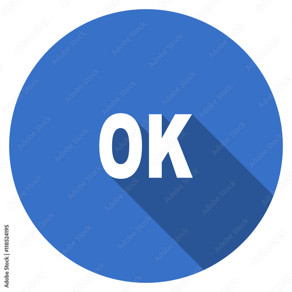 Poster flat design blue round web ok vector icon