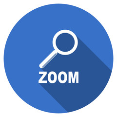 Flat design blue round web zoom  vector icon