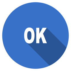 Flat design blue round web ok vector icon