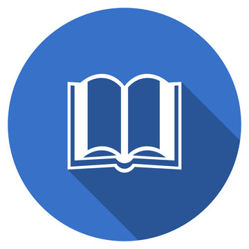 Flat design blue round web book vector icon