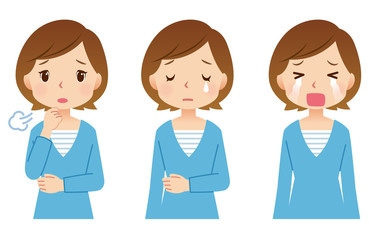 女性　主婦　表情セット　泣き顔