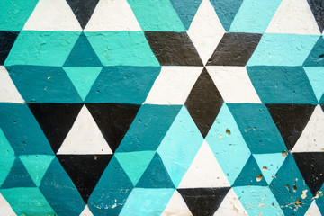 Geometric pattern of blue,black and white colors