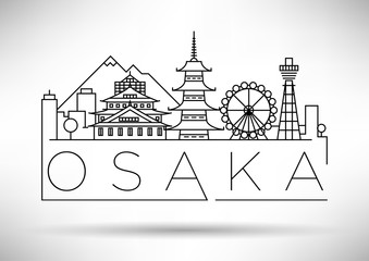 Fototapeta premium Minimalny wektor panoramę miasta Osaka z typograficznym projektem
