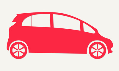 Red car silhouette icon isolated on white background. Vector illustration.