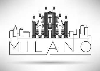 Obraz premium Minimalny wektor Milano City Linear Skyline z typograficznym projektem