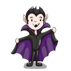 Fototapeta premium Smiling Dracula in a purple cloak