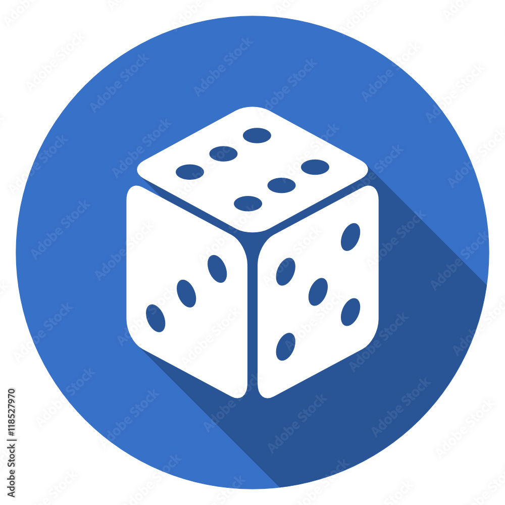 Poster flat design blue round web dice vector icon