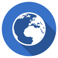 Flat design blue round web world vector icon