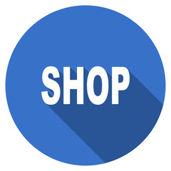 Flat design blue round web shop vector icon