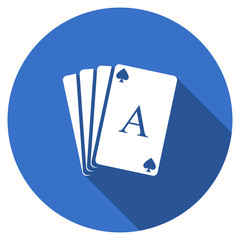 Flat design blue round web playing cards vector icon