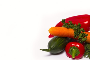 fresh vegetables on white background